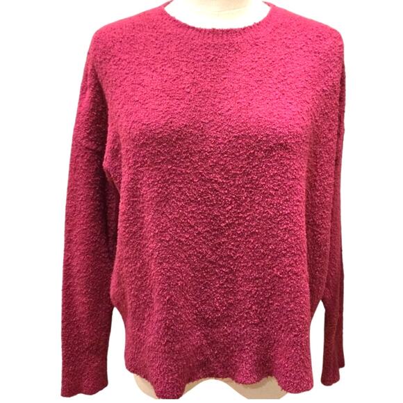 EILEEN FISHER Organic Cotton Crewneck Pullover Sweater Berry XS - Picture 1 of 8